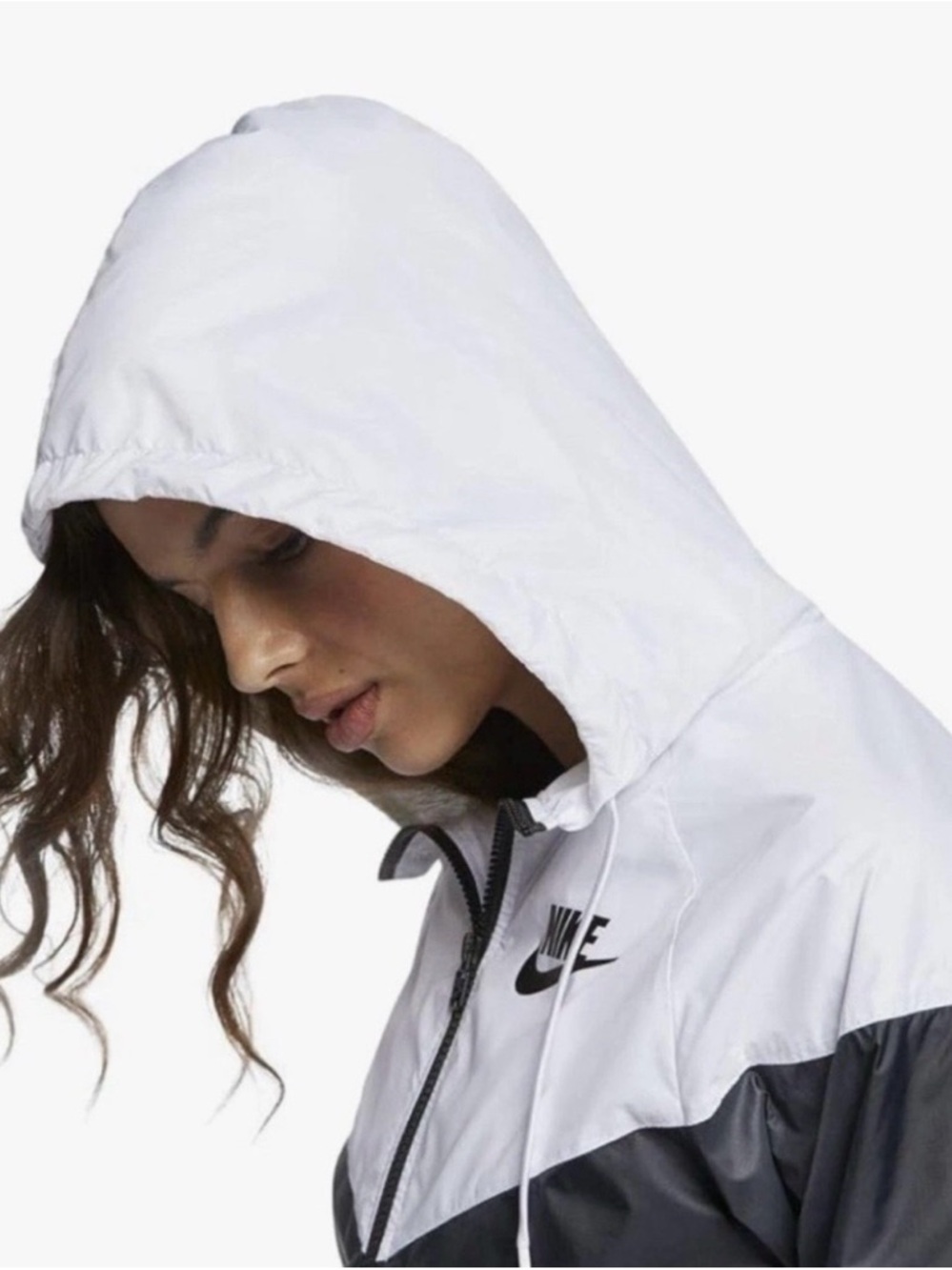 NWT Nike Women's Sportswear Windrunner Black/White Hooded Jacket Size XS - Picture 4 of 11